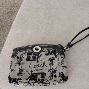 Coach Black and Tan Graphic Wristlet